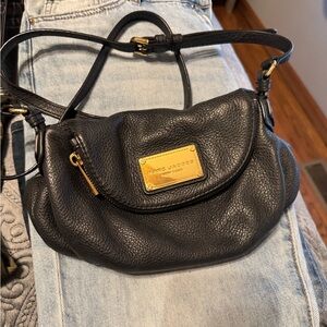 Marc Jacobs Black Crossbody Bag with Gold Accents